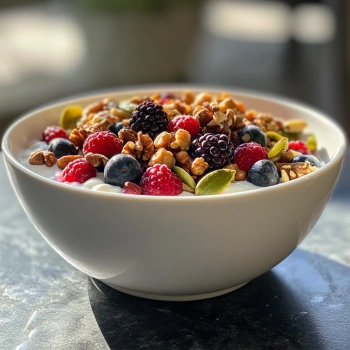 Йогурт з ягодами та горіхами